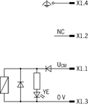 Anschluss Magnetbetriebsspannung Stecker S1.Eine Freilaufdiode ist in jedem CEM bereits integriert.