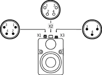 Conexão da tensão de serviço do solenoide no conector S1. Um diodo de roda livre está integrado em cada CEM.